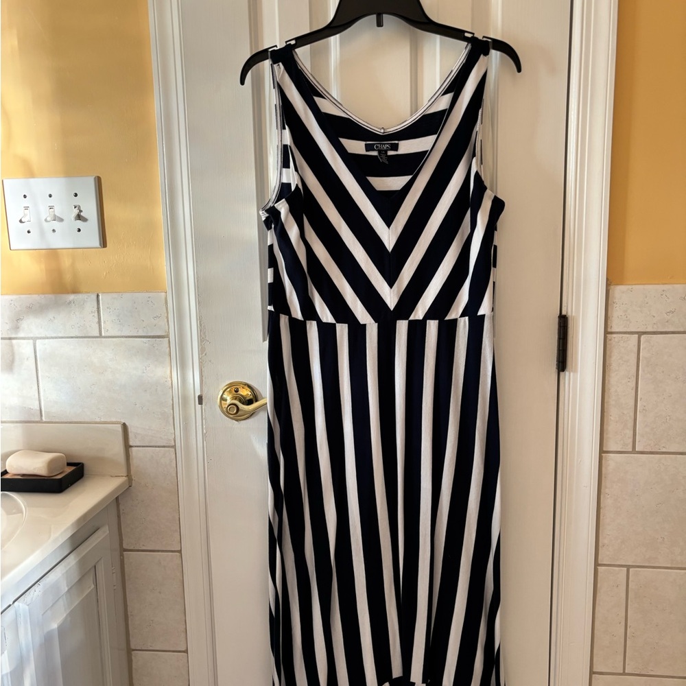 Chic Navy and White Striped Dress